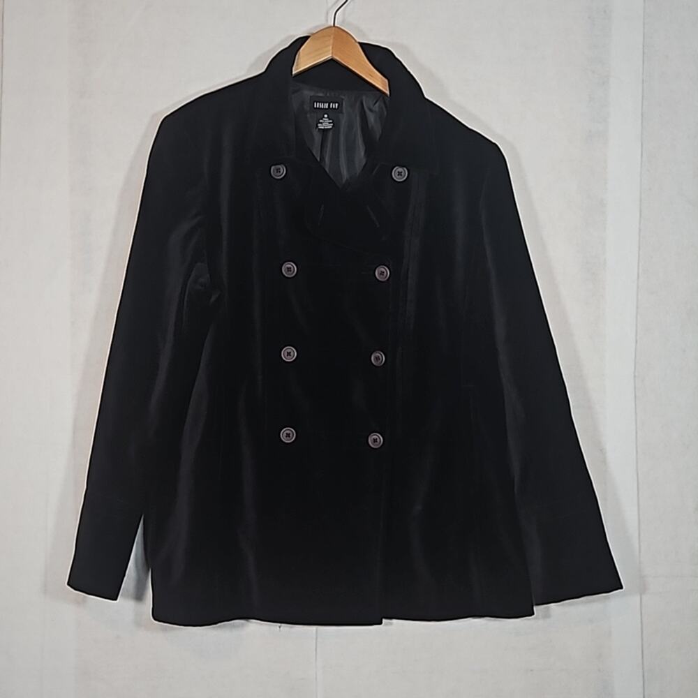 Vintage Leslie Fay Black Velvet Peacoat Jacket